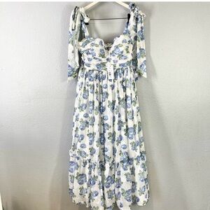 NEW Petal & Pup Floret Romantic Tie Shoulder Floral Midi Dress size large